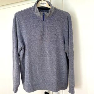 Vineyard Vines heather blue quarter zip